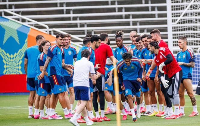 Spain national team, Nationalteam World Cup 13 07 2026 Lamine Yamal of Spain during the Spanish national team s training session at Cotton Bowl in Dallas, United States of America on July 13, 2026. Photo (PGS Photo Agency) Dallas usa Copyright: xPGSxPhotoxAgencyx