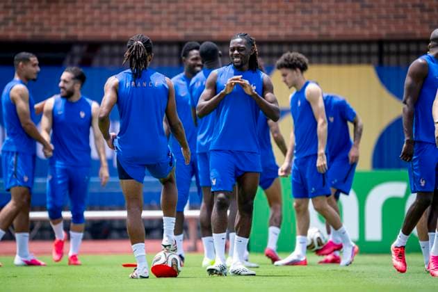 DALLAS - Manu Kone of France during the 2026 World Cup, France training at Washburne Soccer and Track Stadium on July 13, 2026 in Dallas, United States. (Photo by Stefan Koops EYE4IMAGES DeFodi Images) - *** DALLAS: Manu Kone of France during the 2026 World Cup; France training at Washburne Soccer and Track Stadium on July 13, 2026, in Dallas, United States. Photo by Stefan Koops, EYE4IMAGES, DeFodi Images