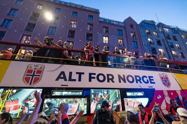 260713 Players of Norway at a team reception during day 33 of the FIFA World Cup, WM, Weltmeisterschaft, Fussball 2026 on July 13, 2026 in Oslo. Photo: Marius Nordnes BILDBYRAN COP 185 VG0993 bbeng fotball football soccer fotboll fifa world cup vm fotball-vm vm 2026 norge norway team reception *** July 13, 2026: Members of the Norwegian national team at a team reception on Day 33 of the 2026 FIFA World Cup, 2026 in Oslo. Photo by Marius Nordnes. BILDBYRAN COP 185 VG0993 bbeng soccer football fotboll FIFA World Cup World Cup 2026 Norway team reception  Copyright: MARIUSxNORDNES BB260713BB376