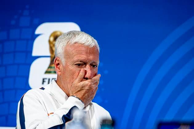 DALLAS - France national coach Didier Deschamps during the 2026 World Cup, France MD-1 press conference, PK, Pressekonferenz at AT&T Stadium on July 13, 2026 in Dallas, United States. (Photo by Stefan Koops EYE4IMAGES DeFodi Images) - *** DALLAS: France national team coach Didier Deschamps during the 2026 World Cup, France Match Day 1 press conference at AT&T Stadium on July 13, 2026, in Dallas, United States. Photo by Stefan Koops, EYE4IMAGES, DeFodi Images