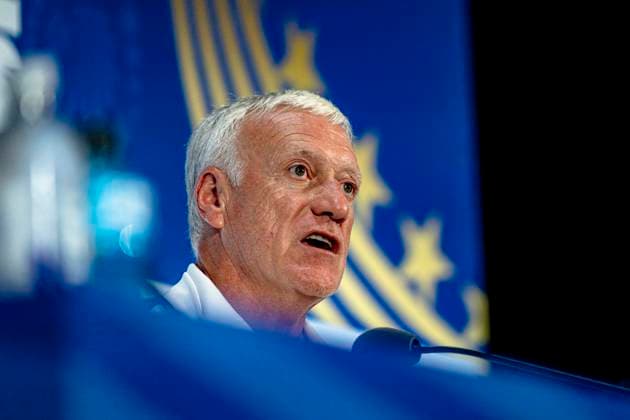 DALLAS - France national coach Didier Deschamps during the 2026 World Cup, France MD-1 press conference, PK, Pressekonferenz at AT&T Stadium on July 13, 2026 in Dallas, United States. (Photo by Stefan Koops EYE4IMAGES DeFodi Images) - *** DALLAS: France national team coach Didier Deschamps during the 2026 World Cup, France Match Day 1 press conference at AT&T Stadium on July 13, 2026, in Dallas, United States. Photo by Stefan Koops, EYE4IMAGES, DeFodi Images