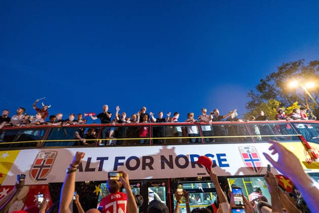 260713 Players of Norway at a team reception during day 33 of the FIFA World Cup, WM, Weltmeisterschaft, Fussball 2026 on July 13, 2026 in Oslo. Photo: Marius Nordnes BILDBYRAN COP 185 VG0993 bbeng fotball football soccer fotboll fifa world cup vm fotball-vm vm 2026 norge norway team reception *** July 13, 2026: Members of the Norwegian national team at a team reception on Day 33 of the 2026 FIFA World Cup, 2026 in Oslo. Photo by Marius Nordnes. BILDBYRAN COP 185 VG0993 bbeng soccer football fotboll FIFA World Cup World Cup 2026 Norway team reception  Copyright: MARIUSxNORDNES BB260713BB380
