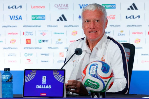 July 13, 2026, Arlington, Texas, USA: France manager DIDIER DESCHAMPS speaks to members of the media during a press conference, PK, Pressekonferenz at Dallas Stadium ahead of their semifinal match against France at the 2026 FIFA World Cup, WM, Weltmeisterschaft, Fussball FIFA World Cup 2026 - France Press Conference  - ZUMAa325 20260713_zsa_a325_018 Copyright: xDavidxBalleringxIix