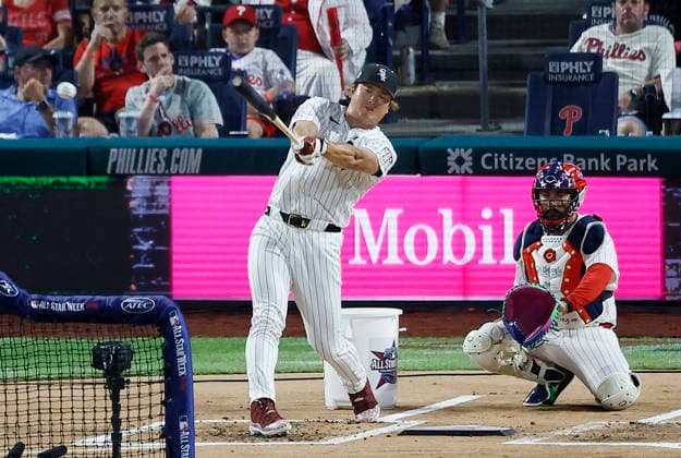 Chicago White Sox Munetaka Murakami competes in the first round of the 2026 MLB, Baseball Herren, USA Home Run Derby at Citizens Bank Park in Philadelphia, Pennsylvania, on Monday, July 13, 2026.  PHI20260713920 LAURENCExKESTERSON
