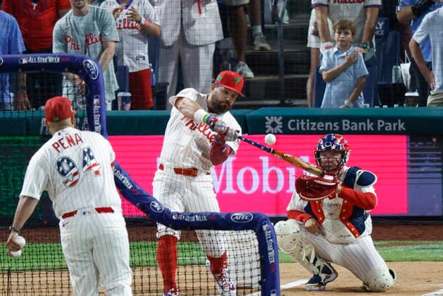 2026 Major League Baseball All Star game Philadelphia Phillies Kyle Schwarber hits a home run during the final round of the 2026 Major League Baseball All-Star Home Run Derby at Citizens Bank Park in Philadelphia, Pennsylvania, USA, 13 July 2026. PHILADELPHIA PENNSYLVANIA USA  Copyright: xSTEVENxM.xFALKx