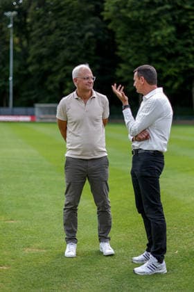 13.07.2026, Fußball, Trainingsauftakt 1.FC Köln, 1. Fußball Bundesliga, Geißbockheim, Saison 2026 2027: Dr. Joerg Alvermann (Jörg, Jorg, 2. Vice President 1. FC Koeln) and Prof. Dr. Ulf Sobek (Vice President 1. FC Koeln) beim ersten Training der neuen Saison 26 27 DFB regulations prohibit any use of photographs as image sequences and or quasi-video. Nordrhein-Westfalen Deutschland *** July 13, 2026, Soccer, 1. FC Köln’s first training session, Bundesliga, Geißbockheim, 2026–2027 season, Dr. Jörg Alvermann, Jorg, 2 Vice President of 1 FC Köln, and Prof. Dr. Ulf Sobek, Vice President of 1 FC Köln, at the first training session of the new 2026–2027 season. DFB regulations prohibit any use of photographs as image sequences and or quasi-video. North Rhine-Westphalia, Germany