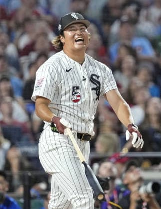 Baseball: MLB, Baseball Herren, USA All-Star Home Run Derby Munetaka Murakami of the Chicago White Sox reacts after competing in the first round of the MLB All-Star Home Run Derby on July 13, 2026, at Citizens Bank Park in Philadelphia.  A14AA0005623001P