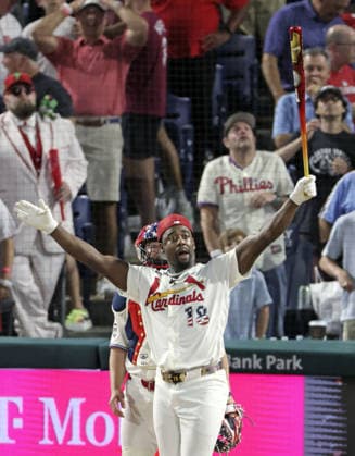 Baseball: MLB, Baseball Herren, USA All-Star Home Run Derby Jordan Walker of the St. Louis Cardinals reacts during the MLB All-Star Home Run Derby on July 13, 2026, at Citizens Bank Park in Philadelphia.  A14AA0005623027P