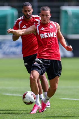 13.07.2026, Fußball, Trainingsauftakt 1.FC Köln, 1. Fußball Bundesliga, Geißbockheim, Saison 2026 2027: Linton Maina (1FC Koeln 37) Said El Mala (1FC Koeln 13) beim ersten Training der neuen Saison 26 27 DFB regulations prohibit any use of photographs as image sequences and or quasi-video. Nordrhein-Westfalen Deutschland *** July 13, 2026, Soccer, 1. FC Köln s first training session of the season, Bundesliga, Geißbockheim, 2026–2027 Season: Linton Maina (1. FC Köln) 37, Said El Mala (1. FC Köln) 13, at the first training session of the new 2026–2027 season. DFB regulations prohibit any use of photographs as image sequences and or quasi-video. North Rhine-Westphalia, Germany