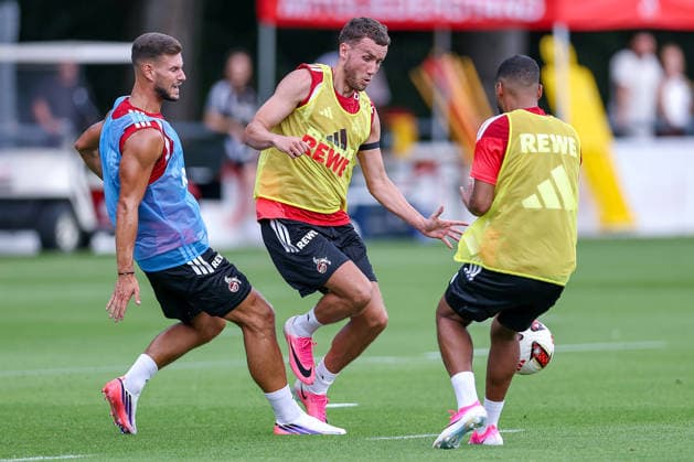 13.07.2026, Fußball, Trainingsauftakt 1.FC Köln, 1. Fußball Bundesliga, Geißbockheim, Saison 2026 2027: Tom Krauß (1FC Koeln 05) Luca Waldschmidt (1FC Koeln 07) Linton Maina (1FC Koeln 37) beim ersten Training der neuen Saison 26 27 DFB regulations prohibit any use of photographs as image sequences and or quasi-video. Nordrhein-Westfalen Deutschland *** July 13, 2026, Soccer, 1. FC Köln’s First Training Session, Bundesliga 1, Geißbockheim, 2026–2027 Season: Tom Krauß (1. FC Köln 05), Luca Waldschmidt (1. FC Köln 07), Linton Maina (1. FC Köln 37) at the first training session of the new 2026–2027 season. DFB regulations prohibit any use of photographs as image sequences and or quasi-video. NorthRhineland-Westphalia, Germany