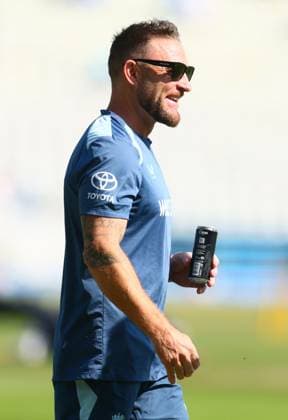 England coach Brendon McCullum before the start of the match England v India, First Metro Bank One Day International, International Cricket, Edgbaston, Birmingham, UK - 14 Jul 2026Birmingham Edgbaston United Kingdom  Copyright: xPaulxCurrie Shutterstockx 16989400c