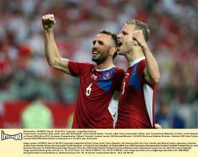 Football, EURO 2012, Jubilation of the quarter-finalists Czech Republic and Greece