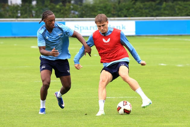 DEU, DFL, 2. FBL Hertha BSC, Training, 14.07.2026, Sportforum, Berlin, DEU, DFL, 2. FBL Hertha BSC, Training, Jelani Ndi (Hertha BSC Berlin 28), Marten Winkler (Hertha BSC Berlin 22) DFL - regulations prohibit any use of Photographs as image sequences and or quasi-video *** GER, DFL, 2nd Bundesliga Hertha BSC, Training, July 14, 2026, Sportforum, Berlin, GER, DFL, 2nd Bundesliga Hertha BSC, Training, Jelani Ndi Hertha BSC Berlin 28, Marten Winkler Hertha BSC Berlin 22. DFL regulations prohibit any use of photographs as image sequences and or quasi-video. Nordphotox xEngler nph00076