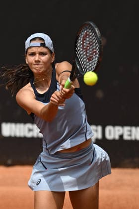 UniCredit IASI OPEN Emiliana Arango of Columbia plays against Tamara Zidansek of Slovenia during the Unicredit Iasi Open game, in Iasi, Romania, on July 14, 2026. Imago Images Alex Nicodim Copyright: xAlexxNicodimx