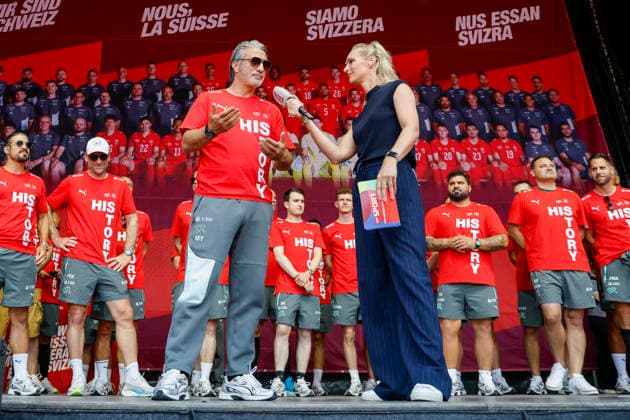 Football, 2026 FIFA World Cup, Swiss national team, welcome ceremony for the team in Zurich