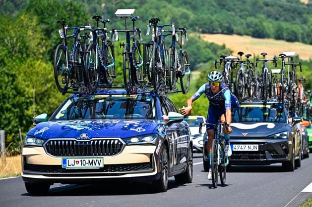 Tour de France 2026 Stage 10 LE LIORAN, FRANCE - JULY 14 : Rider of Team Bahrain - Victorious in action during stage 10 of the 113rd edition of Tour de France an UCI World Tour 2.UWT cycling road race stage for Men Elite of 167 km with start in Aurillac and finish in Le Lioran on July 14, 2026 in Le Lioran, France, 14 07 2026 Le Lioran France  Copyright: xTomasxSiskx