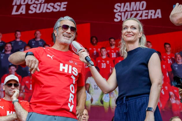 Murat Yakin (Trainer) im Interview , Schweiz, Schweizer Nationalteam Empfang Zürich, WM-Rückkehr der Schweizer Nati, Empfang nach der WM 2026, 2026, 14.07.2026, Turbinenplatz, Zürich, Schweiz Zürich Turbinenplatz Schweiz *** Interview with Coach Murat Yakin, Switzerland, Swiss National Team Welcome Ceremony in Zurich, World Cup: Return of the Swiss National Team, Welcome Ceremony after the 2026 World Cup, 2026, July 14, 2026, Turbinenplatz, Zurich, Switzerland, Zurich, Turbinenplatz, Switzerland Copyright: xGrantxHubbsx
