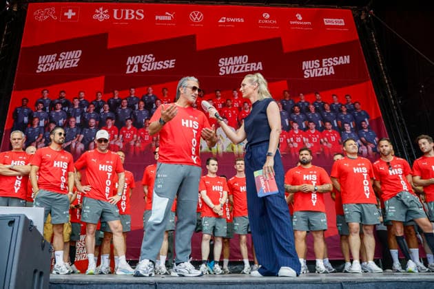 Football, 2026 FIFA World Cup, Swiss national team, welcome and celebrations for the team at Turbinenplatz on their return to Zurich