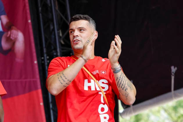 Granit Xhaka , Schweiz, Schweizer Nationalteam Empfang Zürich, WM-Rückkehr der Schweizer Nati, Empfang nach der WM 2026, 2026, 14.07.2026, Turbinenplatz, Zürich, Schweiz Zürich Turbinenplatz Schweiz *** Granit Xhaka, Switzerland, Swiss National Team Welcome Ceremony in Zurich, World Cup Return of the Swiss National Team, Welcome Ceremony after the 2026 World Cup, 2026, July 14, 2026, Turbinenplatz, Zurich, Switzerland, Zurich, Turbinenplatz, Switzerland Copyright: xGrantxHubbsx