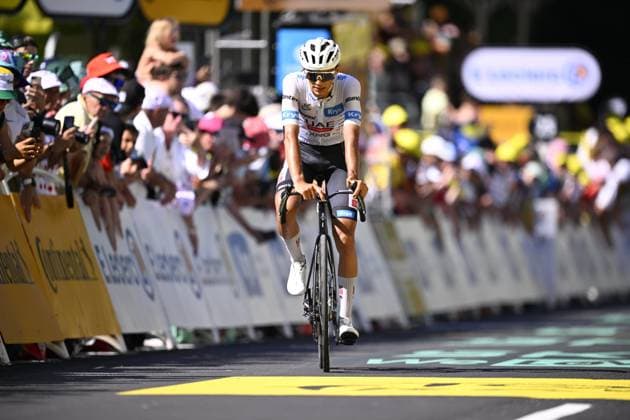 Tour de France 2026 Stage 10 LE LIORAN, FRANCE - JULY 14 : Del Toro Isaac (MEX) of UAE Team Emirates XRG at the finish line during stage 10 of the 113rd edition of Tour de France an UCI World Tour 2.UWT cycling road race stage for Men Elite of 167 km with start in Aurillac and finish in Le Lioran on July 14, 2026 in Le Lioran, France, 14 07 2026 Le Lioran France  Copyright: xTomasxSiskx