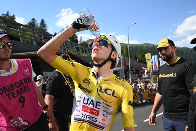Tour de France 2026 Stage 10 LE LIORAN, FRANCE - JULY 14 : Pogacar Tadej (SLO) of UAE Team Emirates XRG after the race during stage 10 of the 113rd edition of Tour de France an UCI World Tour 2.UWT cycling road race stage for Men Elite of 167 km with start in Aurillac and finish in Le Lioran on July 14, 2026 in Le Lioran, France, 14 07 2026 Le Lioran France  Copyright: xSzymonxGruchalskix