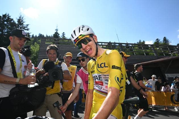 Tour de France 2026 Stage 10 LE LIORAN, FRANCE - JULY 14 : Pogacar Tadej (SLO) of UAE Team Emirates XRG after the race during stage 10 of the 113rd edition of Tour de France an UCI World Tour 2.UWT cycling road race stage for Men Elite of 167 km with start in Aurillac and finish in Le Lioran on July 14, 2026 in Le Lioran, France, 14 07 2026 Le Lioran France  Copyright: xSzymonxGruchalskix