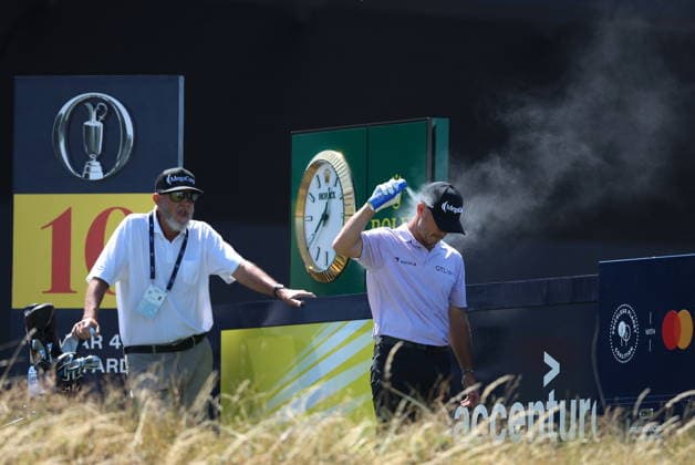 154th Open Golf Championships - Practice Day Brian Harman of the USA (R) during practice day at the British Open Golf Championships at Royal Birkdale in Southport, Britain, 14 July 2026. SOUTHPORT UNITED KINGDOM  Copyright: xADAMxVAUGHANx