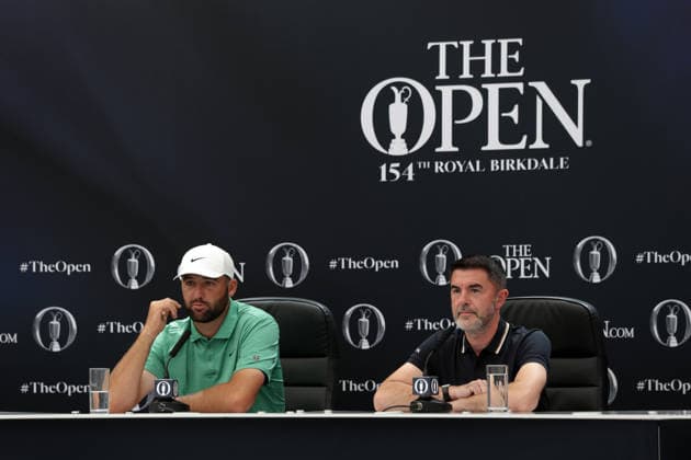 RECORD DATE NOT STATED 14th July 2026; Royal Birkdale Golf Club, Southport, Merseyside, England; The Open Championship Practice Day Three; Scottie Scheffler (USA) during his press conference, PK, Pressekonferenz DavidxBlunsden