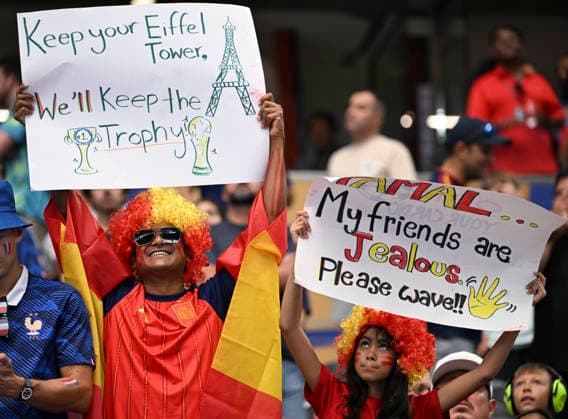 (260715) -- DALLAS, July 15, 2026 -- Fans cheer for team Spain before the semifinal match between France and Spain at the 2026 FIFA World Cup, WM, Weltmeisterschaft, Fussball at Dallas Stadium in Dallas, the United States, July 14, 2026. ) (SP)U.S.-DALLAS-FOOTBALL-FIFA WORLD CUP-SEMIFINAL-FRA VS ESP ChenxYichen 