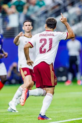France vs Spain - FIFA World Cup, WM, Weltmeisterschaft, Fussball 2026 - 14 07 2026 Mikel Oyarzabal of Spain celebrates his goal during the FIFA World Cup 2026 semi finals match between France and Spain at Dallas Stadium on July 14, 2026 in Arlington, Texas, Estados Unidos Arlington Estados Unidos Copyright: xPGSxPhotoxAgencyx
