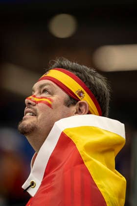 FOOTBALL : France vs Espagne Demi-finale de la Coupe du Monde de la FIFA 2026. Dallas Stadium (AT&T Stadium), Arlington, Texas, Etats-Unis. 14 07 2026. Ambiance avec les supporters de l Ã quipe de Spain  Copyright: xelyxandroxcegarrax