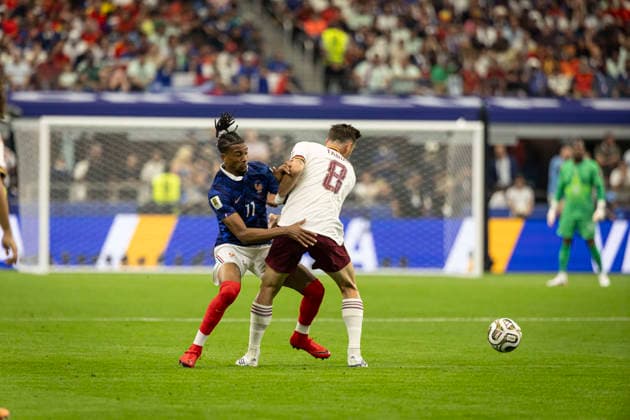 FOOTBALL : France vs Espagne Demi-finale de la Coupe du Monde de la FIFA 2026. Dallas Stadium (AT&T Stadium), Arlington, Texas, Etats-Unis. 14 07 2026. Michael Olise 11 (France)  Copyright: xelyxandroxcegarrax