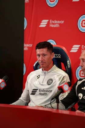 Robert Lewandowski seen during Robert Lewandowski and Chicago Fire press conference, PK, Pressekonferenz (Martin Murillo Ball Raw Images) Loule Estadio Algarve Portugal Copyright: xMartinxMurillox rl11