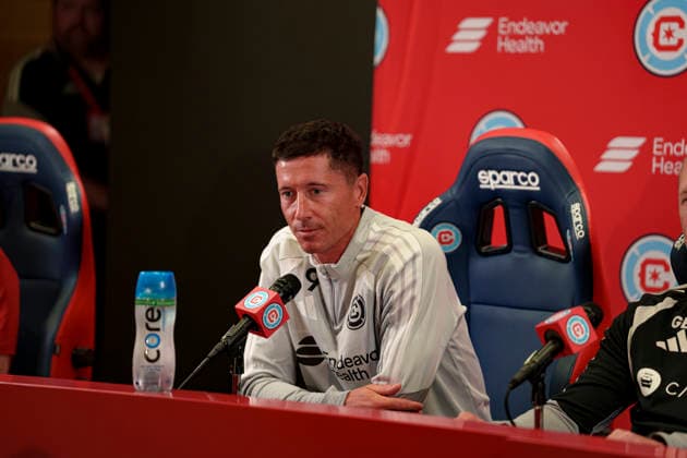 Robert Lewandowski seen during Robert Lewandowski and Chicago Fire press conference, PK, Pressekonferenz (Martin Murillo Ball Raw Images) Loule Estadio Algarve Portugal Copyright: xMartinxMurillox rl4