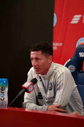Robert Lewandowski seen during Robert Lewandowski and Chicago Fire press conference, PK, Pressekonferenz (Martin Murillo Ball Raw Images) Loule Estadio Algarve Portugal Copyright: xMartinxMurillox rl5