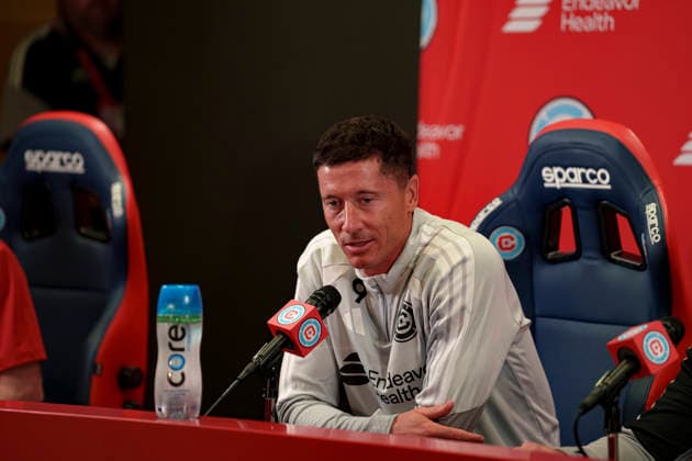 Robert Lewandowski seen during Robert Lewandowski and Chicago Fire press conference, PK, Pressekonferenz (Martin Murillo Ball Raw Images) Loule Estadio Algarve Portugal Copyright: xMartinxMurillox rl7