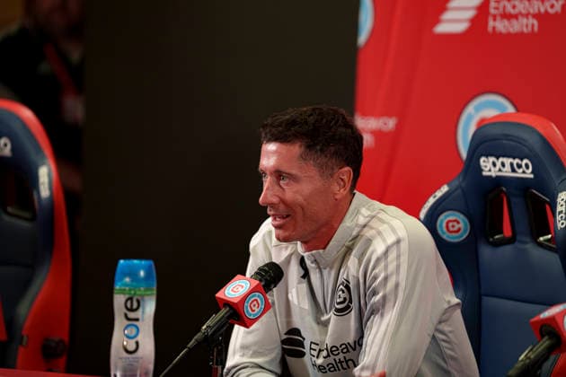 Robert Lewandowski seen during Robert Lewandowski and Chicago Fire press conference, PK, Pressekonferenz (Martin Murillo Ball Raw Images) Loule Estadio Algarve Portugal Copyright: xMartinxMurillox rl8