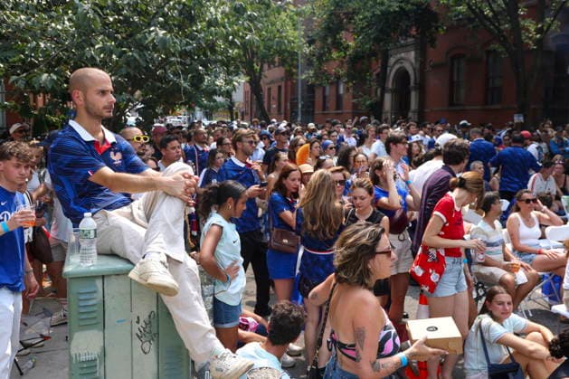 People watch Spain vs France during Bastille Day celebration in New York People watch the Spain vs France World Cup game during the Maison Provence Bastille Day celebration and World Cup watch party in the Brooklyn borough of New York, New York, USA, 14 July 2026. NEW YORK NEW YORK UNITED STATES  Copyright: xSARAHxYENESELx