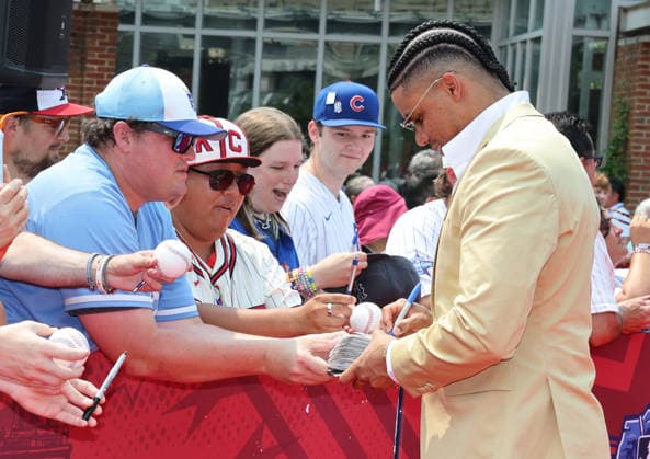 Juan Soto 22 of the New York Mets arrives on the red carpet at the 2026 MLB, Baseball Herren, USA All Star Red Carpet Show in Philadelphia, Pennsylvania, on Tuesday, July 14, 2026.  PHI202607142010 LAURENCExKESTERSON