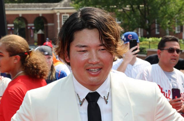 Munetaka Murakami 5 of the Chicago White Sox arrives on the red carpet at the 2026 MLB, Baseball Herren, USA All Star Red Carpet Show in Philadelphia, Pennsylvania, on Tuesday, July 14, 2026.  PHI202607142030 LAURENCExKESTERSON