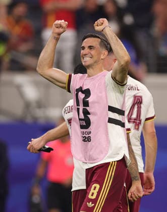 US Soccer World Cup France - Spain 9205649 14.07.2026 Spain s Fabian Ruiz celebrates his team s victory in the FIFA World Cup, WM, Weltmeisterschaft, Fussball 2026 semi-final soccer match between France and Spain at Dallas Stadium in Arlington, Texas, United States. Nafis Sirazetdinov Sputnik Arlington Texas USA  Copyright: xNafisxSirazetdinovx