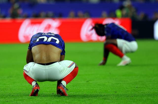 FIFA World Cup, WM, Weltmeisterschaft, Fussball 2026 semifinals - France vs Spain Desire Doue of France reacts after losing the FIFA World Cup 2026 semifinals match France against Spain, in Dallas, USA, 14 July 2026. DALLAS United States  Copyright: xCHRISTOPHERxNEUNDORFx