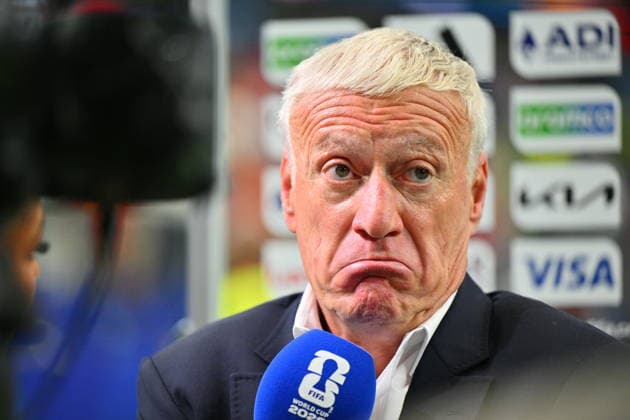 FIFA World Cup, WM, Weltmeisterschaft, Fussball 2026 semifinals - France vs Spain France s head coach Didier Deschamps is interviewed after losing the FIFA World Cup 2026 semifinals match France against Spain, in Dallas, USA, 14 July 2026. DALLAS United States  Copyright: xSAMxWASSONx