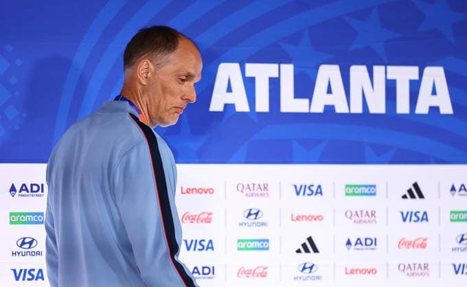 Thomas Tuchel head coach of England England press conference, PK, Pressekonferenz 2026 FIFA World Cup, WM, Weltmeisterschaft, Fussball Football, Atlanta Stadium, Atlanta, Georgia, USA - 14 Jul 2026Atlanta Atlanta Stadium Georgia (GA) United States of America  Copyright: xMichaelxZemanek Shutterstockx 16991159i