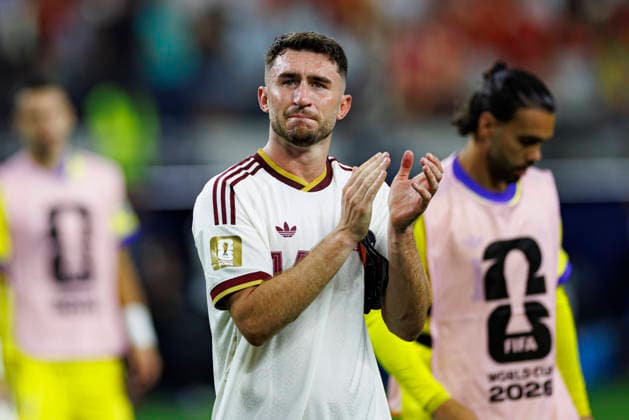 Aymeric Laporte seen during FIFA World Cup, WM, Weltmeisterschaft, Fussball 2026 semifinal game between national teams of France and Spain (Grzegorz Wajda Ball Raw Images) Arlington Dallas Stadium USA Copyright: xGrzegorzxWajdax grzegorzwajda_france_spain_26_4-25