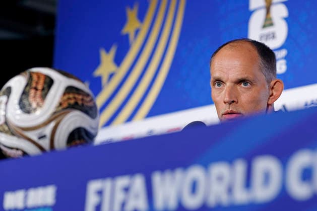 July 14, 2026, Atlanta, Georgia, United States: Thomas Tuchel, head coach of the England speaks during the press conference, PK, Pressekonferenz of England one day ahead of the FIFA World Cup, WM, Weltmeisterschaft, Fussball 2026 semifinal match between England and Argentina at Atlanta Stadium (Mercedes-Benz Stadium) in Atlanta, Georgia, United States on July 14, 2026. Photo: DiaEsportivo Atlanta United States - ZUMAh208 20260714_zsp_h208_004 Copyright: xHeulerxAndreyx