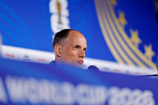 July 14, 2026, Atlanta, Georgia, United States: Thomas Tuchel, head coach of the England speaks during the press conference, PK, Pressekonferenz of England one day ahead of the FIFA World Cup, WM, Weltmeisterschaft, Fussball 2026 semifinal match between England and Argentina at Atlanta Stadium (Mercedes-Benz Stadium) in Atlanta, Georgia, United States on July 14, 2026. Photo: DiaEsportivo Atlanta United States - ZUMAh208 20260714_zsp_h208_011 Copyright: xHeulerxAndreyx