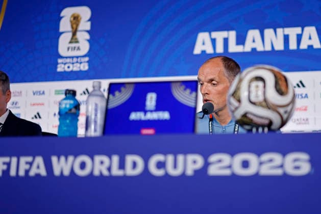 July 14, 2026, Atlanta, Georgia, United States: Thomas Tuchel, head coach of the England speaks during the press conference, PK, Pressekonferenz of England one day ahead of the FIFA World Cup, WM, Weltmeisterschaft, Fussball 2026 semifinal match between England and Argentina at Atlanta Stadium (Mercedes-Benz Stadium) in Atlanta, Georgia, United States on July 14, 2026. Photo: DiaEsportivo Atlanta United States - ZUMAh208 20260714_zsp_h208_013 Copyright: xHeulerxAndreyx