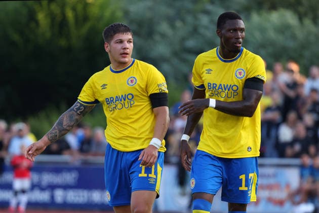 Eintracht BS vs TSV Havelse, Testspiel Wolfenbüttel, 14.07.2026, Fussball, Herren, Saiion 2026 27, Eintracht Braunschweig vs TSV Havelse, Testspiel, Jovan Mijatovic (Eintracht Braunschweig), Aaron Opoku (Eintracht Braunschweig) Niedersachsen Deutschland *** Eintracht BS vs. TSV Havelse, Friendly Match in Wolfenbüttel, July 14, 2026, Soccer, Men’s, 2026–27 Season, Eintracht Braunschweig vs. TSV Havelse, Friendly Match, Jovan Mijatovic (Eintracht Braunschweig), Aaron Opoku (Eintracht Braunschweig), Lower Saxony, Germany