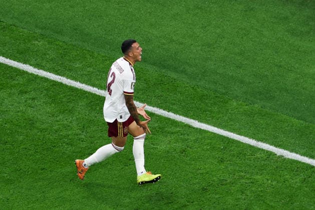 ARLINGTON, TEXAS - JULY 14: Pedro Porro of Spain celebrates after scoring a goal during the FIFA World Cup, WM, Weltmeisterschaft, Fussball 2026 Semi Final match between France and Spain at Dallas Stadium on July 14, 2026 in Arlington, Texas.  Copyright: xWuxZhizhaox 111654373753